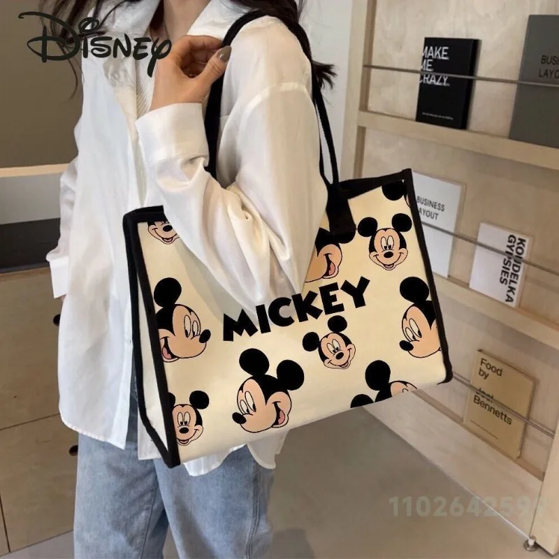 Disney Mickey 2024 nuova borsa da donna borsa a tracolla da donna di alta qualità alla moda borsa per la spesa da ragazza di grande capacità del