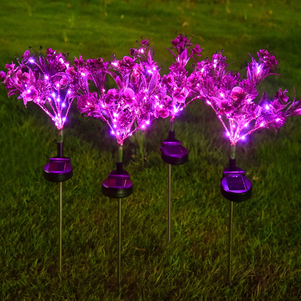 Solar Phalaenopsis Flower Light Outdoor Waterproof Landscape Lights Lawn Yard Pathway Light Garden Decorative Light Party Decor