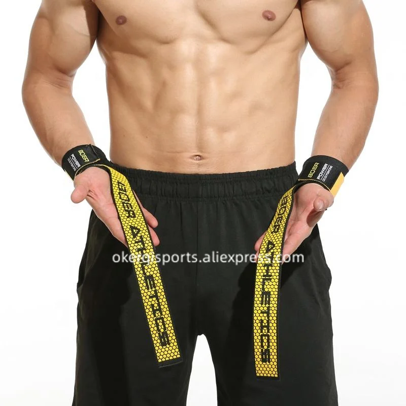 

1 пара спортивных ремней BOER, черные/желтые/розовые ремни на запястье, защита для поддержки тяжелой атлетики, тренировок в тренажерном зале и бодибилдинга