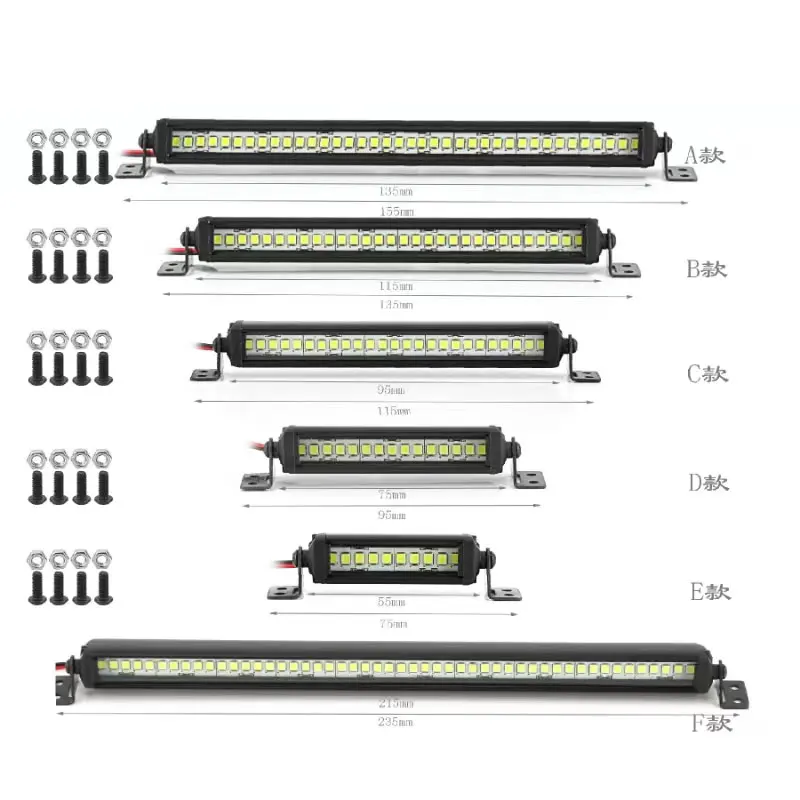 55/75/95/115/135/215mm LED Light Bar Roof Lamp Lights for Axial SCX10 90046 Traxxas TRX4 Slash Rustler 1/8 1/10 RC Car Upgrade