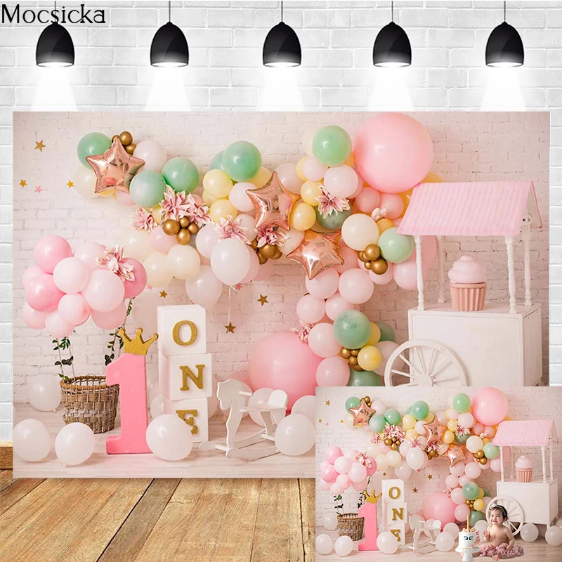 Mocsicka Newborn 1st Birthday Party Cake Smash Background Photography Boy Girl Balloon Decoration Studio Photo Prop Photozone