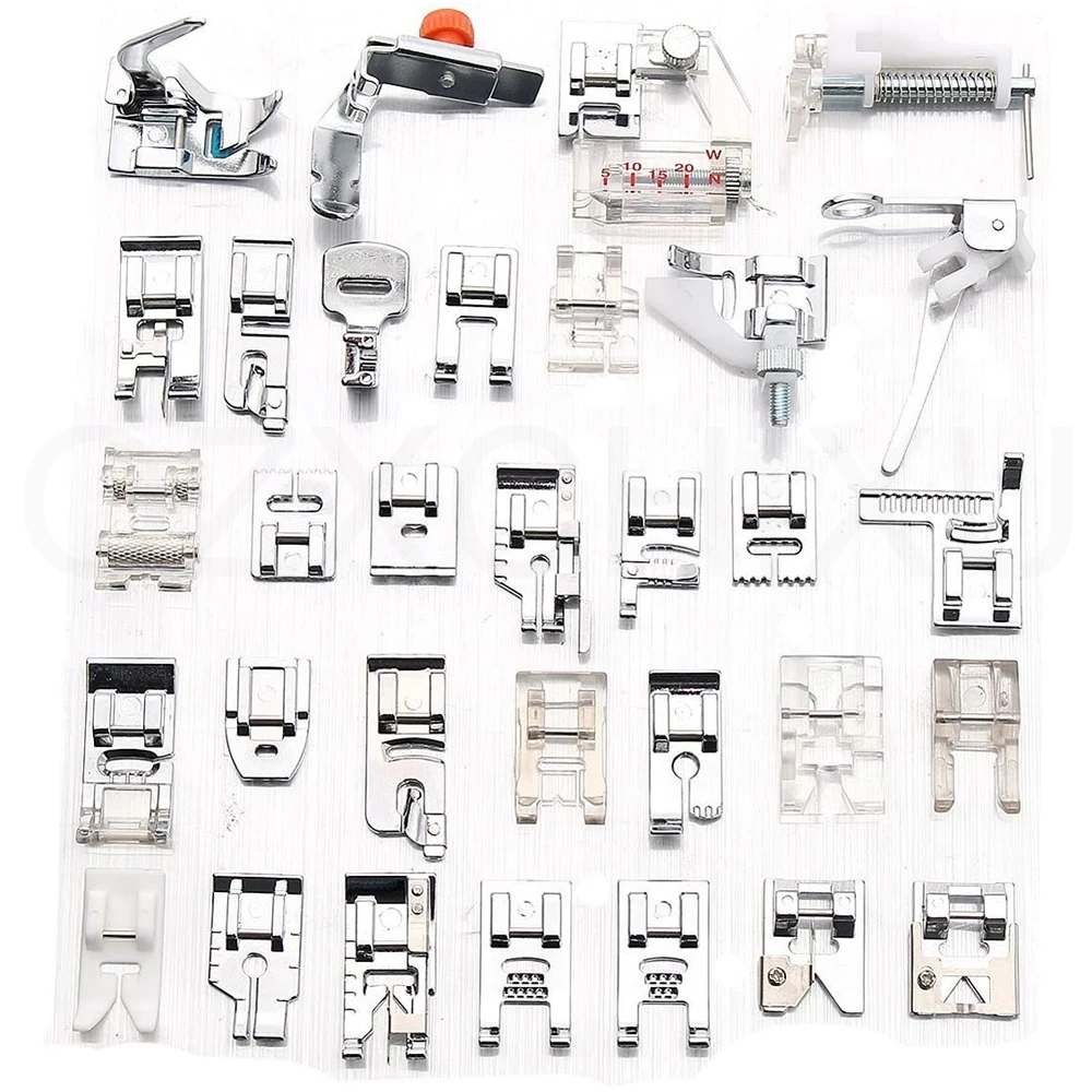 32PCS Domestic Sewing Foot Presser Feet Set for Singer, Brother, Janome,Kenmore, Babylock,Elna,Toyota,New Home,Simplicity