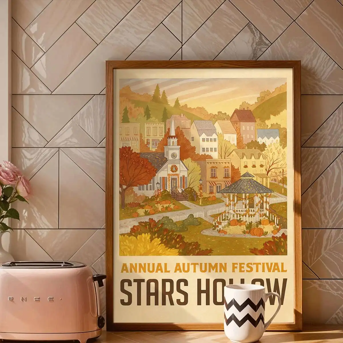 Vintage Autumn Festival Art Stars Hollow Poster Wall Decoration Cute Window Shop Print Home Decor Room Decoration Fall Mural