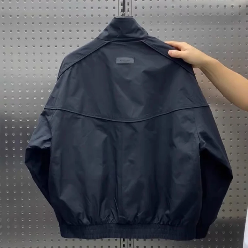 

Spring 2025 Men's Casual Stand Collar Jaet Simple Pure Color Faionable Outerwear Polyester Stand Fit Long Sve Zipper