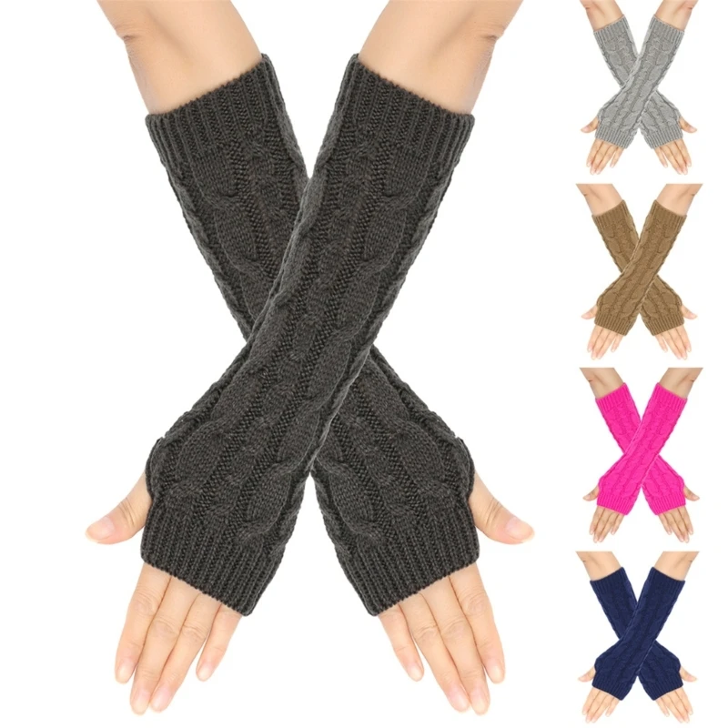 2 ชิ้น Stylish Fingerless แขนครอบคลุม Breathable Arm Warmers ฤดูใบไม้ร่วงแขนแขนสำหรับหญิงฤดูหนาว