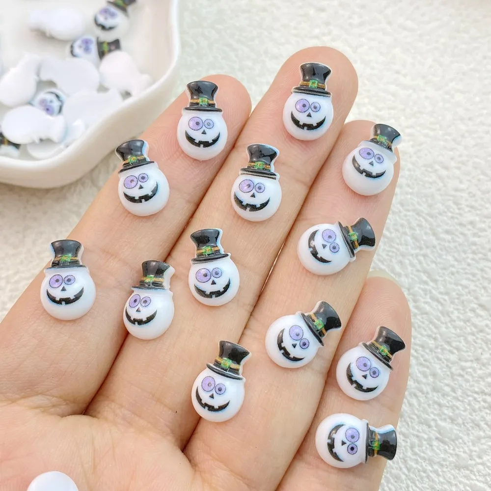 50Pcs Cute Resin Mini Cartoon holy halloween cat, ghost series Flat Back Manicure Parts Embellishments For Hair Bows Accessories