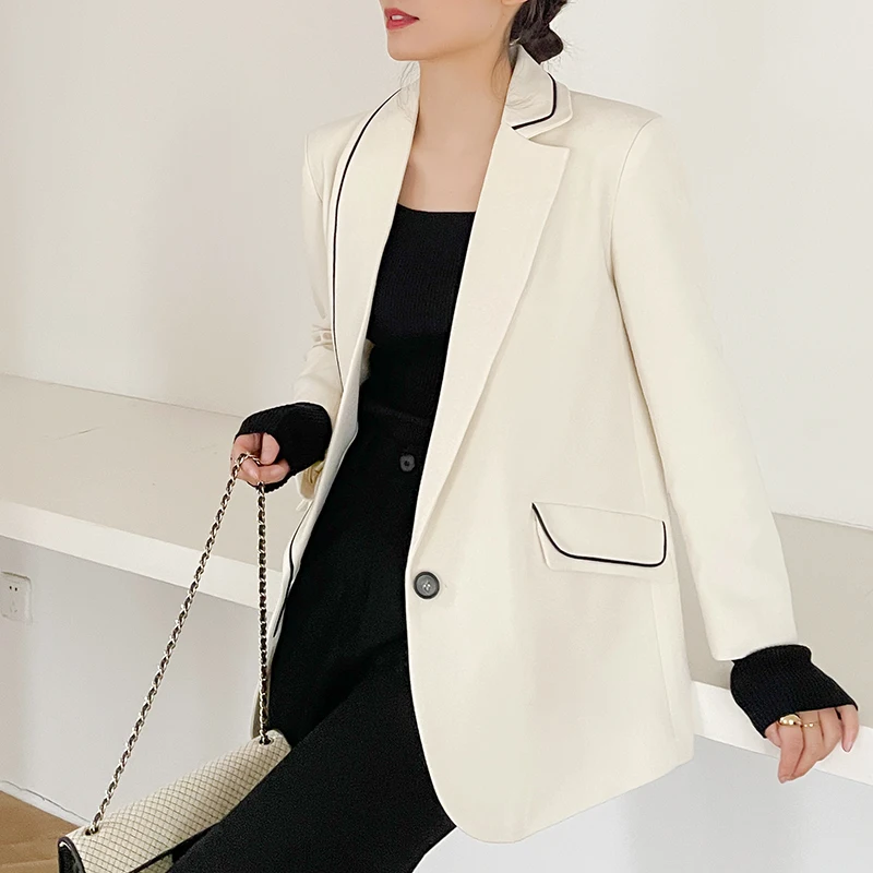 

Spring 2023 Sana Women's Casual Suit Jaet Design Sensation High-End Feel Commute Sle Pure Color Long Sve Button up