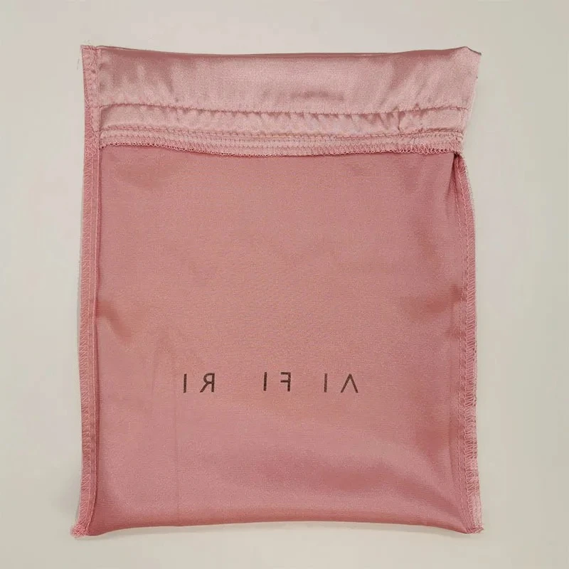 Custom Logo Satin Drawstring Bags Hair Extenssions Cosmetic Beauty Case Shoes Makeup Silk Packaging Bag Dustproof Sachet 50pcs