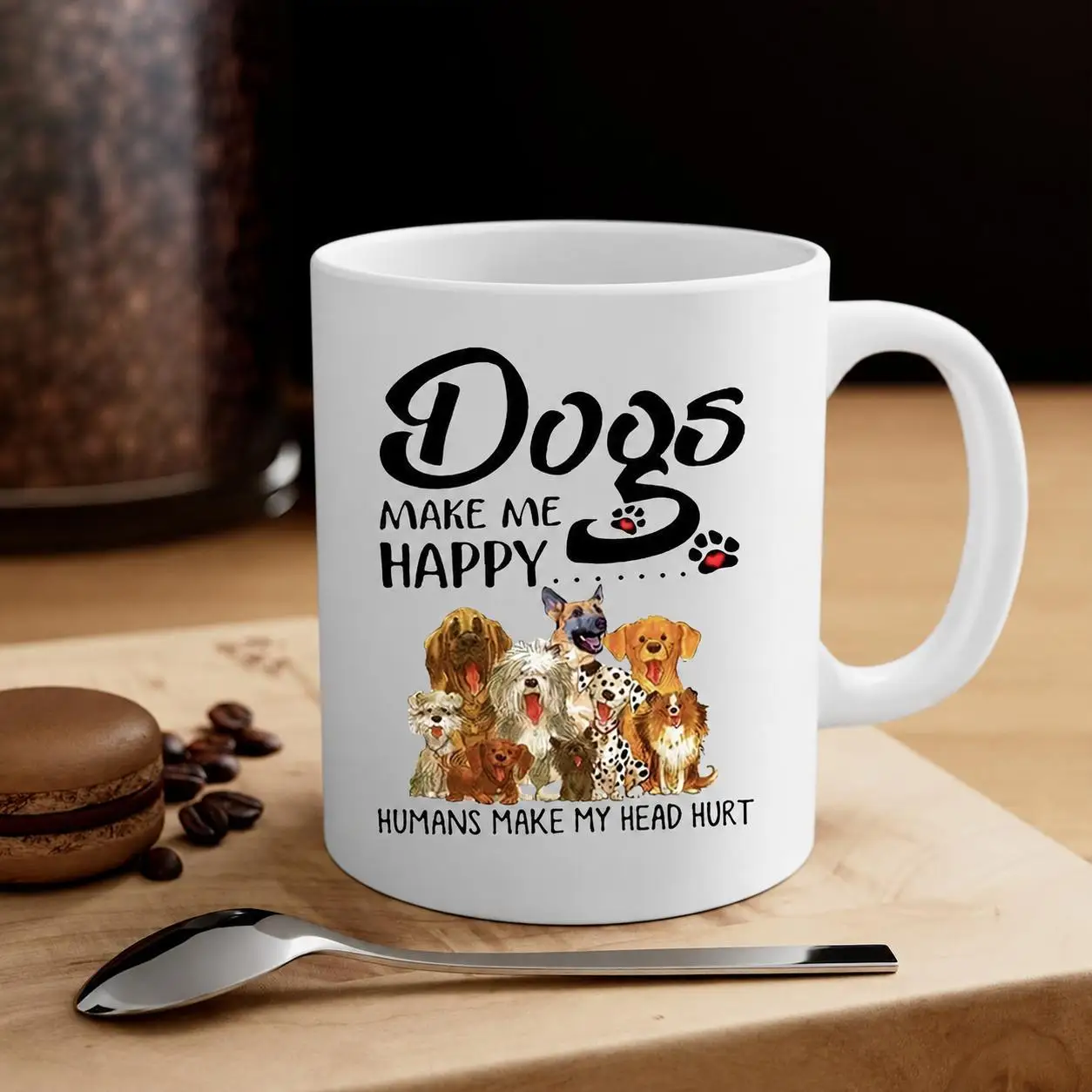 Happy Dogs Ceramic Mug (Humans Make My Head Hurt) - Perfect for Pet Lovers and Coffee Enthusiasts | Whimsical Dog Art Mug
