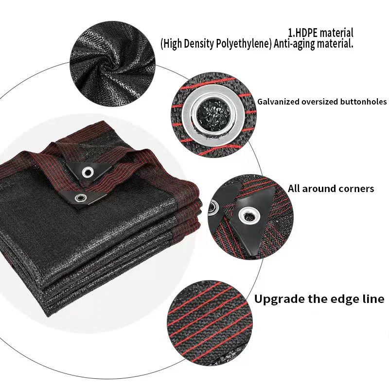 야외 차양 HDPE UV 보호 그늘 메쉬, 70-85% 그늘 비율, 자동차 퍼골라 차고 태양광 그늘 메쉬, 블랙, 3x4m, 3x5m, 4x5m