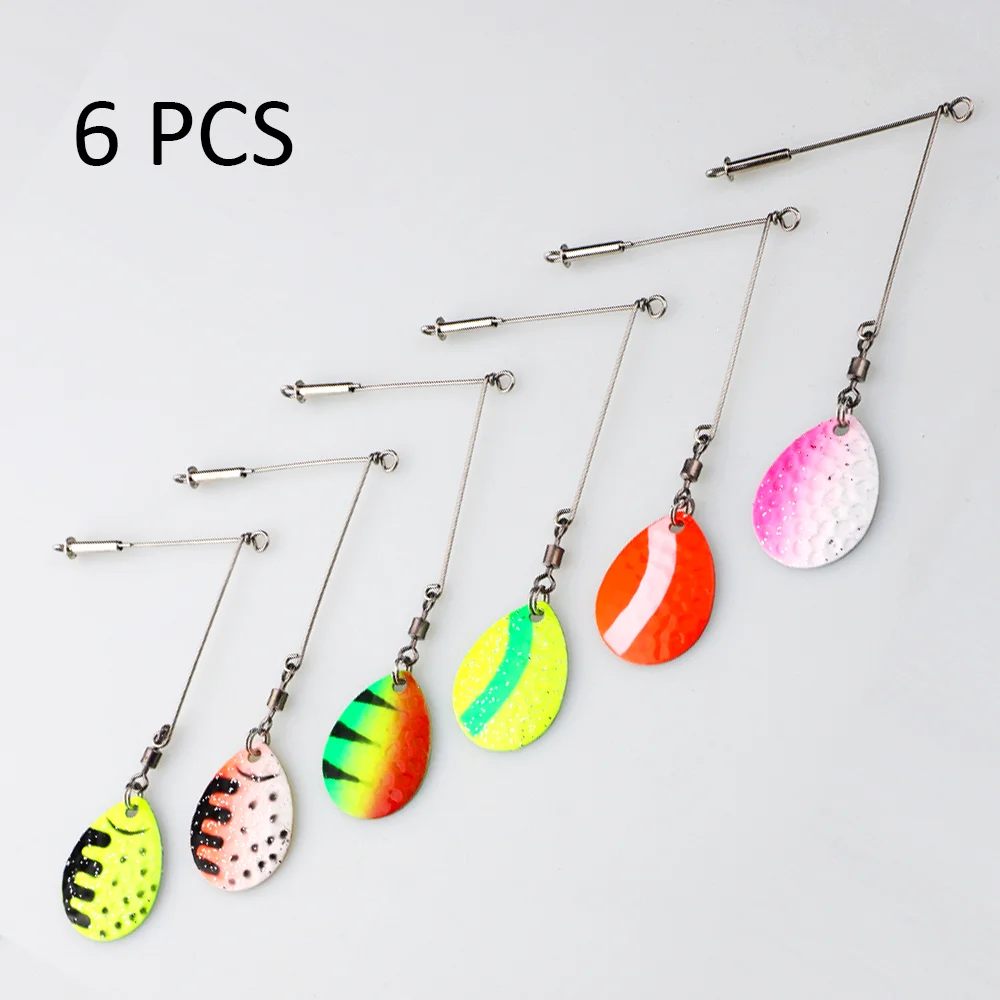 

T 6pcs Fishing Balancer Composite Rotating Sequin Group Noise Steel Wire Balance Full Water Layer Black Pit Bait Spinner Blades