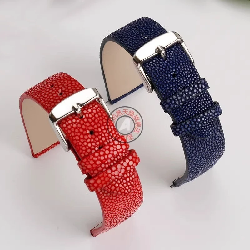 Devil Fish Skin Pearl Fish Skin Watch Strap Band Male Female Full Grain Concave and Convex Surface 20mm 22mm Sting Ray Bracelet