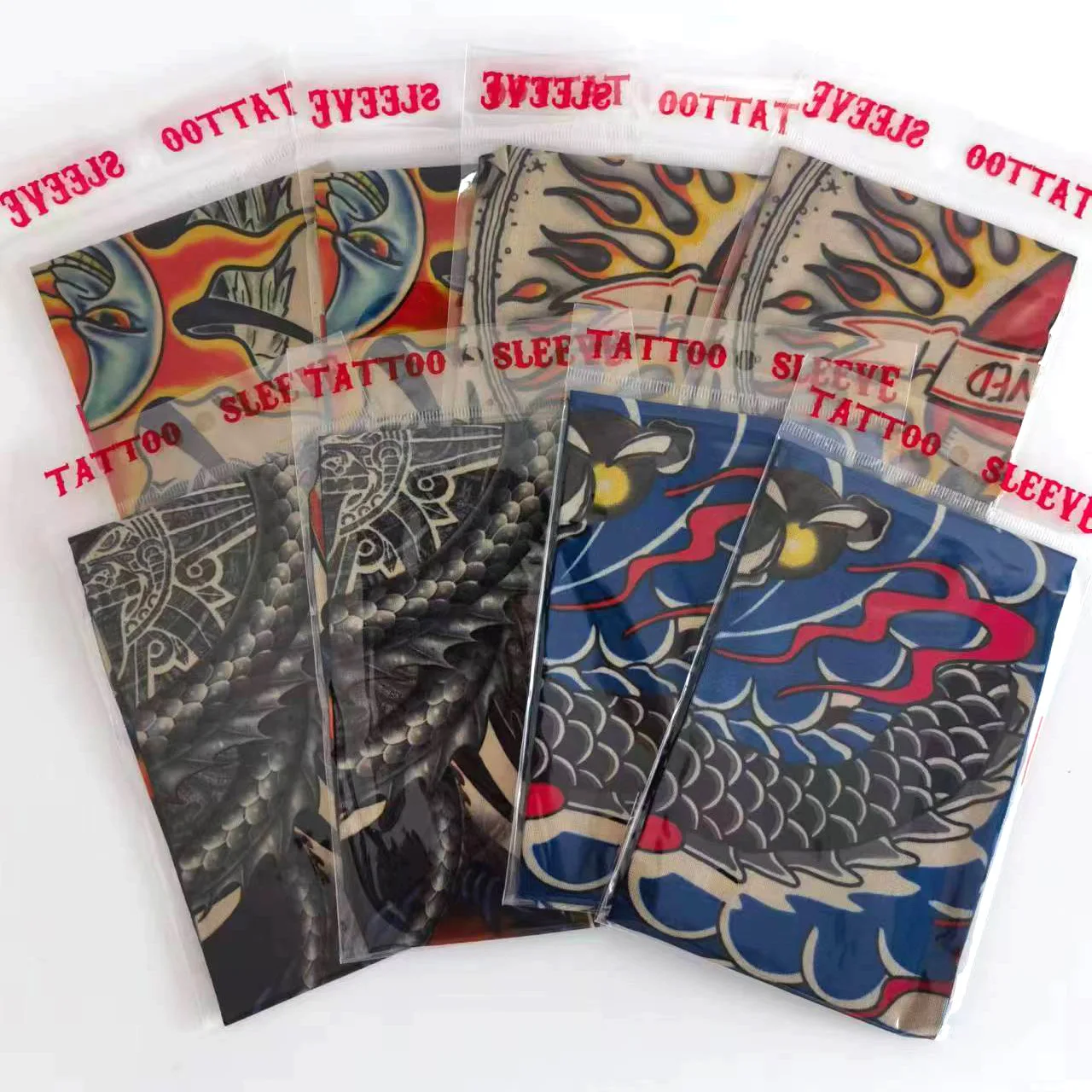 8 قطعة أكمام الوشم الرجال النساء الصيف مكافحة حروق الشمس القضبان مرونة في الهواء الطلق غطاء للذراع ملهى ليلي الدراجات جولف الوشم كم