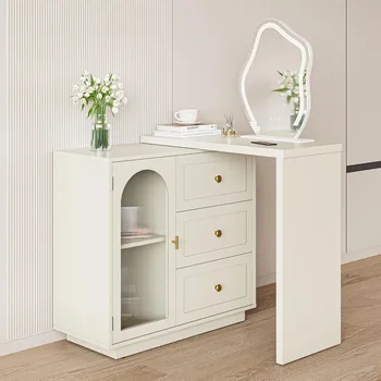 Makeup Vanity Desk, Extendable Corner Vanity Makeup Table wi...