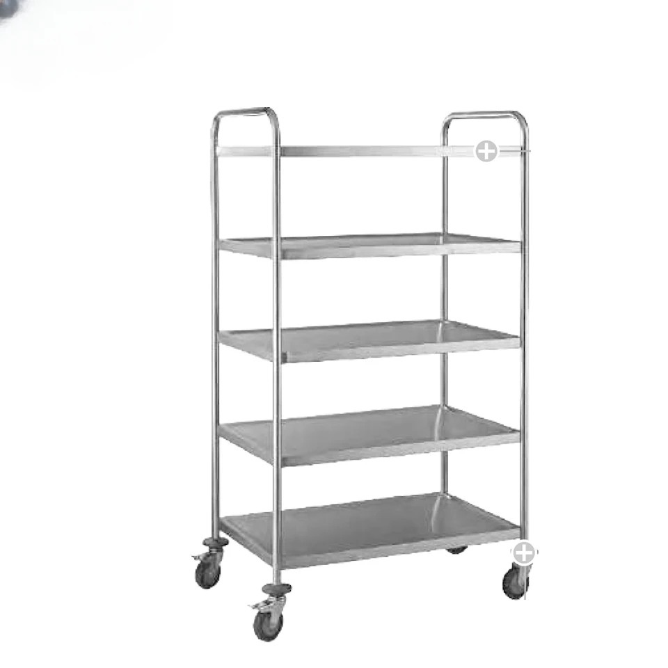 

Factory Price Stainless Steel 201 Kitchen Food Service 4 Tiers Hotel Dining Trolley Stainless Steel Hand Cart for Dim Sum Trolly