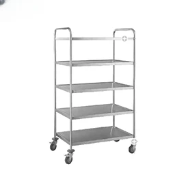 Factory Price Stainless Steel 201 Kitchen Food Service 4 Tiers Hotel Dining Trolley Stainless Steel Hand Cart for Dim Sum Trolly