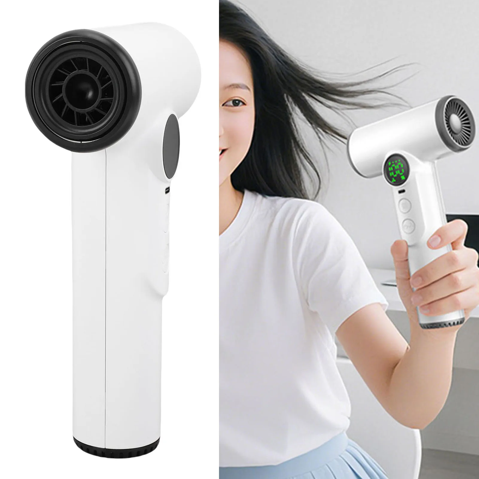 Cordless Hair Dryer Rechargeable 100 Grear Adjustable Cold Hot Wind Wireless Blow Dryer for Student Dorm Travel Camping