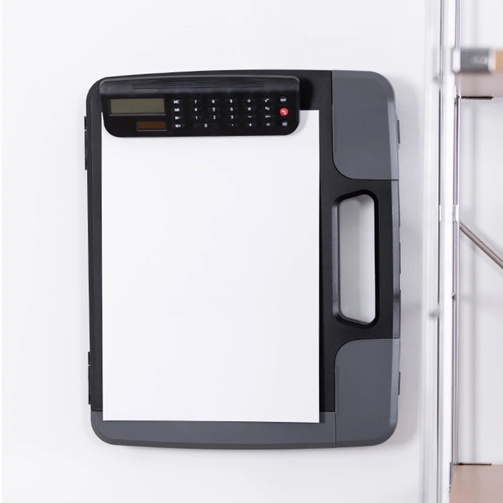 

A4 Document Clipboard Case Multifunctional Files Storage Organizer For Office Business Black Clipboard With Calculator