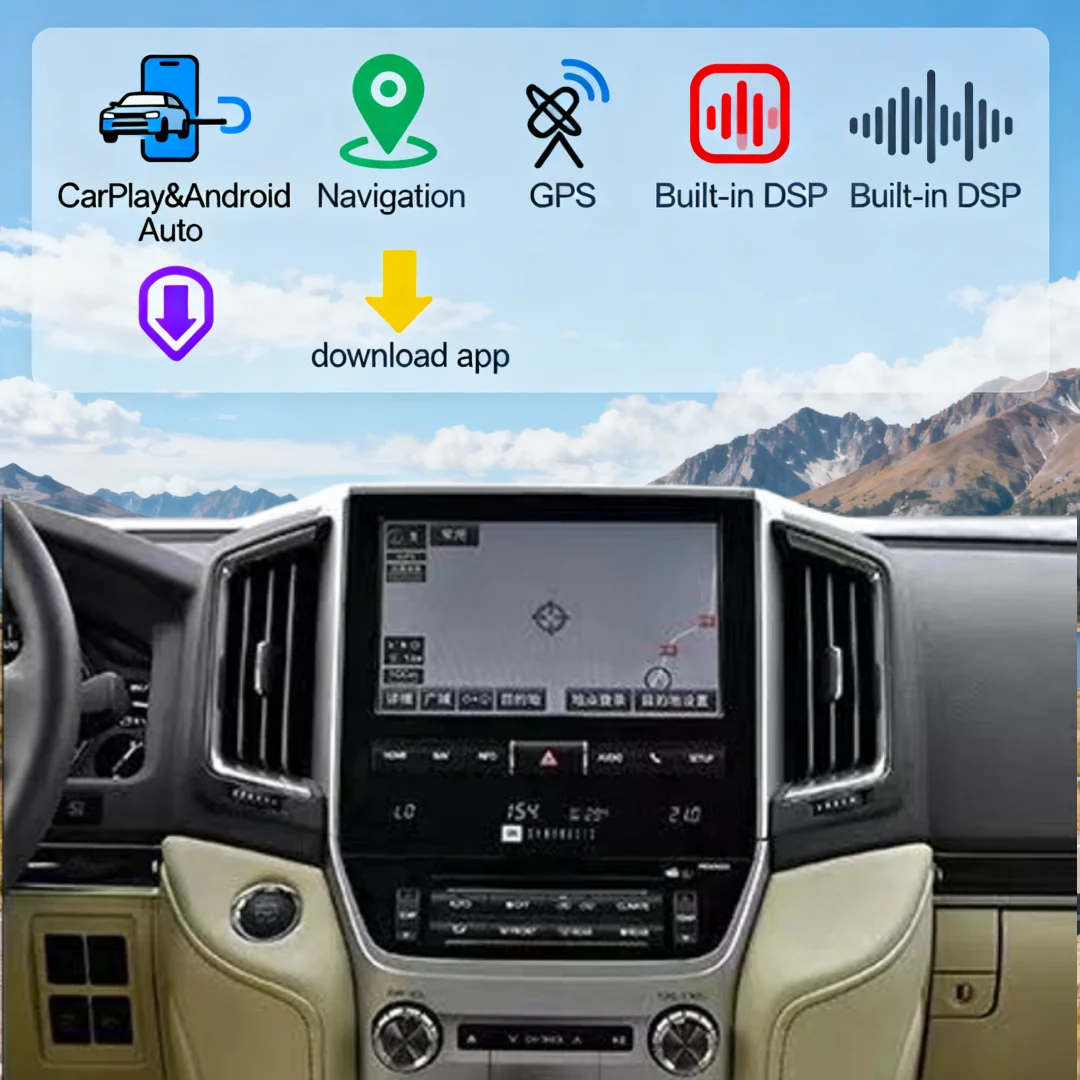 10.4Inch For Toyotas Land Cruisers LC200 LC300 2008-2021 CarPlay Android 13 Car Interior Upgrade Kits GPS Video Player Head Unit