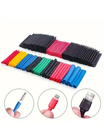 Juego de tubos termorretráctiles de poliolefina, relación de contracción 2:1 para cables, fundas multicolores, 164/560 Uds.