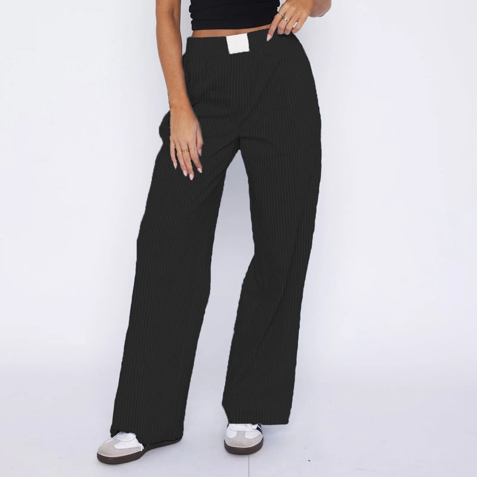 Y2K Striped Wide Leg Lounge Pants Women Pinstripe Loose Fit High Waist Pajama Bottoms Gingham Going Out Pants Streetwear