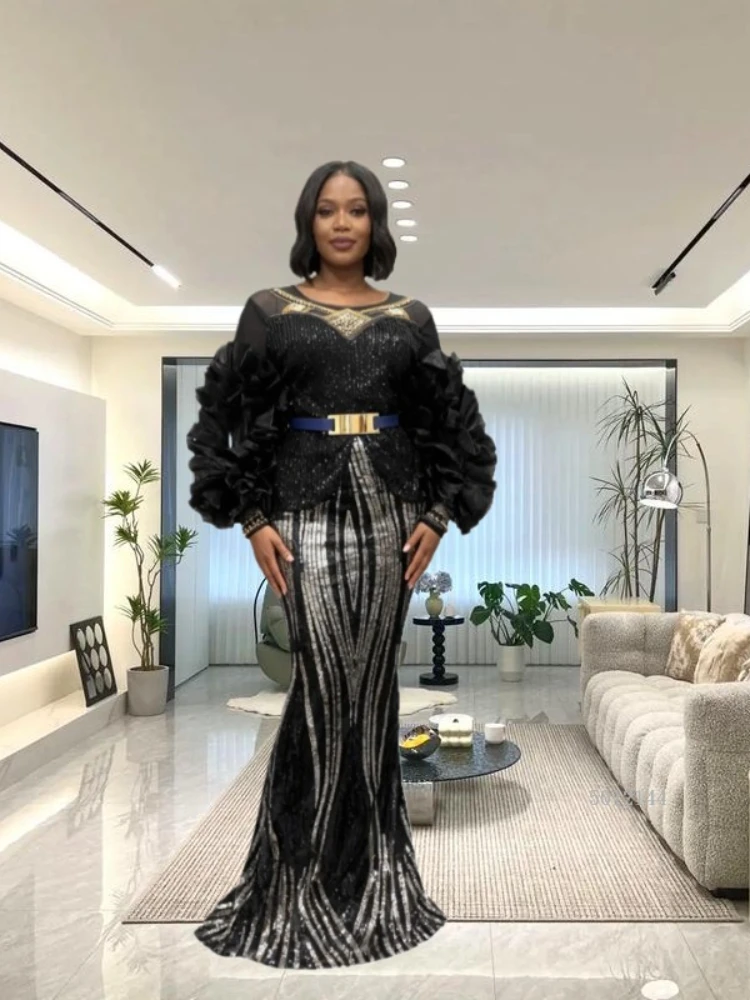 

2 PCS Sets Tops And Skirts Suits Dashiki Ankara Christmas Outfits Gown Plus Size Wedding Party Dresses African Clothes for Women