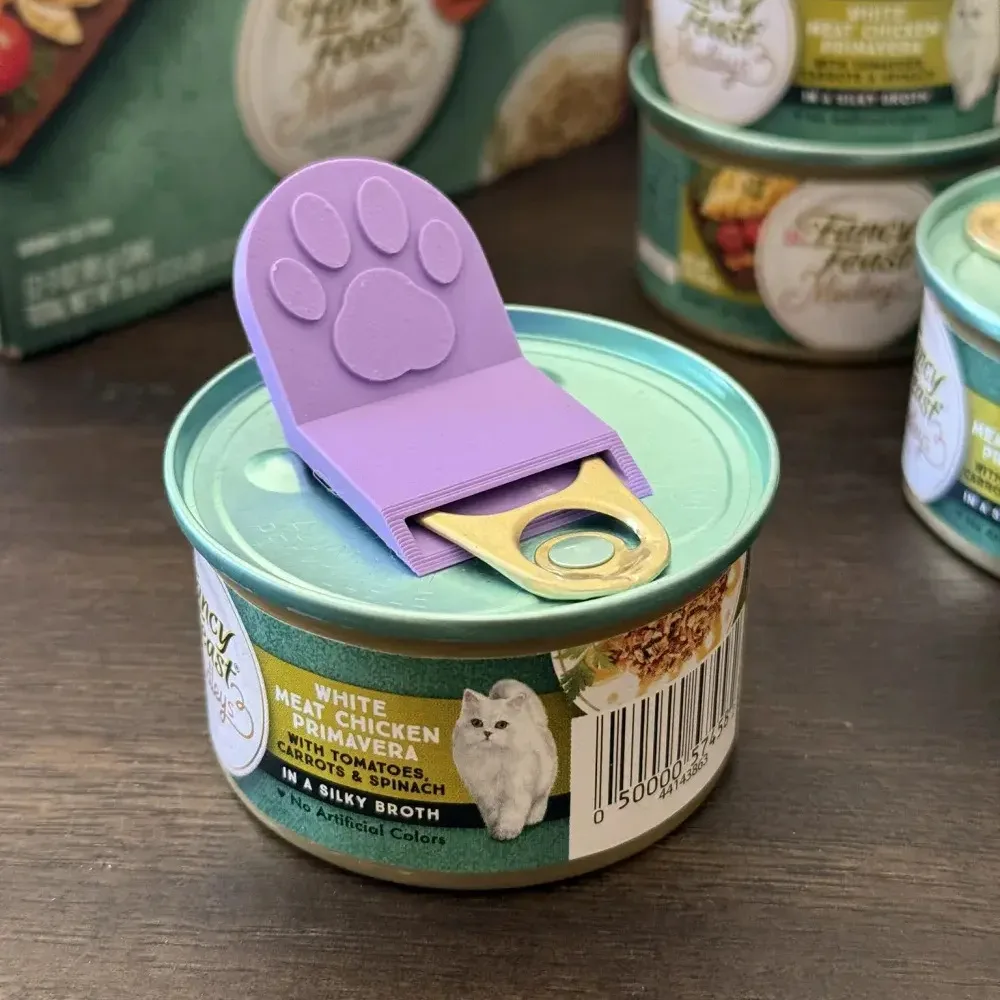 Collapsible 3D Printed Pet Can Opener Portable Cat Dog Food Tin Opener Multicolor Paw Pattern Feeding Tool