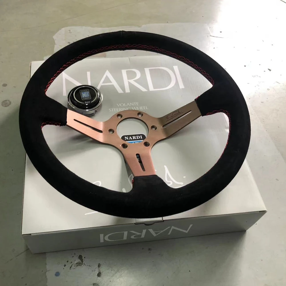 

Deep 14Inch Universal Racing Drift Nardi Steering Wheel Car Suede Leather ND JDM Steering Wheel Volantes For VW HONDA TOYOTA BMW