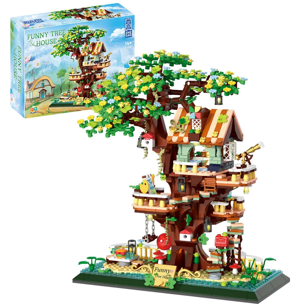 

1130PCS Creative Tree House Building Blocks City Street View Assemble Micro Bricks Toy Gift For Children Kids