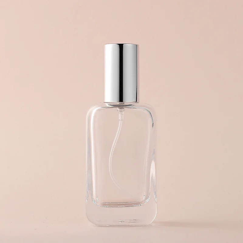 30ml Transparent Square Glass Perfume Bottle Liquid Spray Bottle Empty Dispenser Bottle Makeup Bottles with Elegant Spray Cap