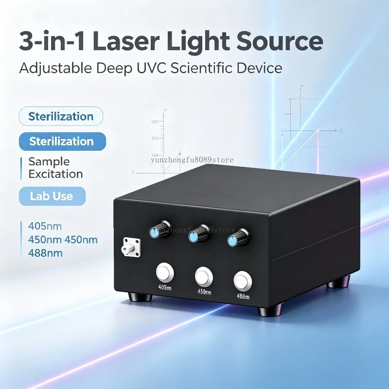 Adjustable 3-in-1 Scientific Laser Light Source, Adjustable Deep UVC Light for Sterilization & Sample Excitation