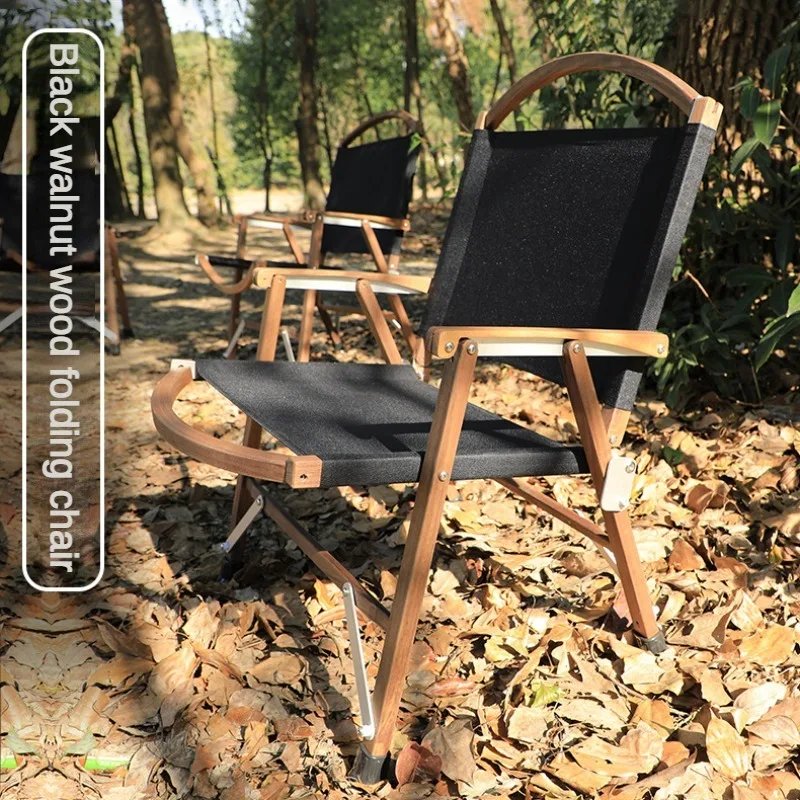 Folding Chair Made of Black Walnut Wood Portable Outdoor Camping Chair Folding Fishing Outdoor Leisure Durable Activities