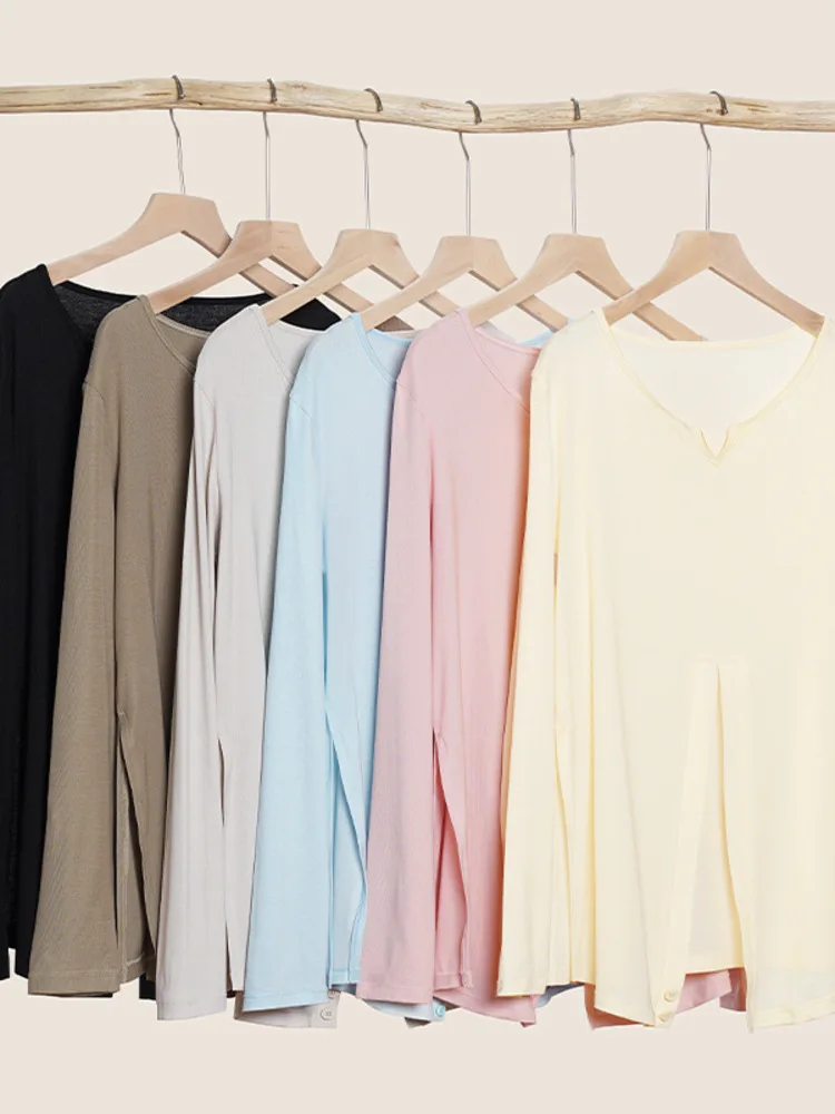 طقم بلوزة فضفاضة بأكمام طويلة ورقبة على شكل حرف V بلون سادة وسراويل واسعة الساق للنساء، ممارسة رقص الباليه أو ملابس المسرح