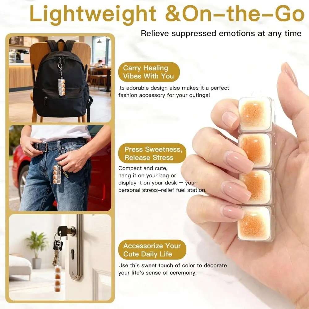 Caramel Bread Design Button Keycap Fidget Keychain with Light Keys Button Finger Keyboard Cap Relief Stress Pass The Time