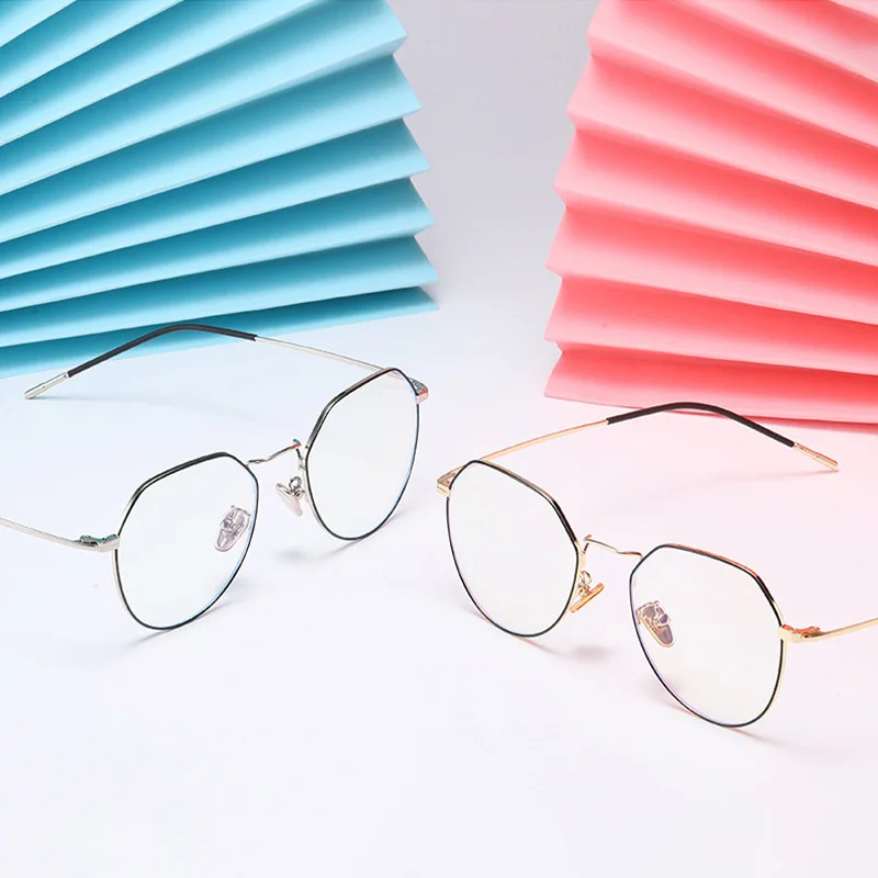 EYORA Vintage Metal Polygon Reading Glasses Myopia Eyewear Hyperopia Anti Blue Light Progressive Photochromic Eyeglasses Lens