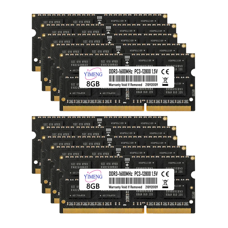T10 DDR3 8GB 1600Mhz ذاكرة الوصول العشوائي للكمبيوتر المحمول PC3-12800 1.5V DIMM ذاكرة الوصول العشوائي
