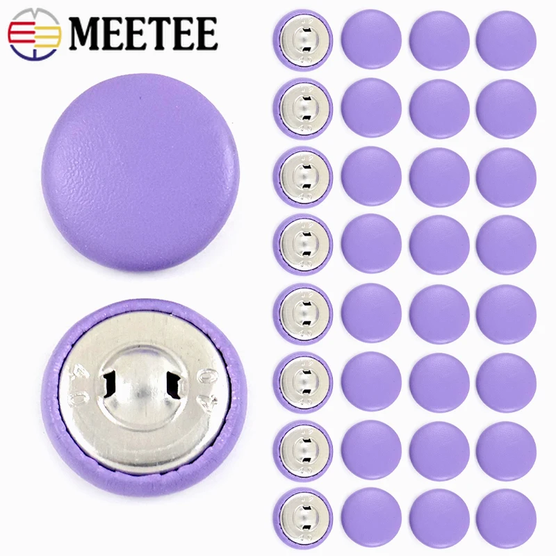 

Meetee 50Pcs 11-28mm Leather Covered Button for Sewing Jacket Coat Decorative Buckle Clothes Round Shank Buttons DIY Accessories