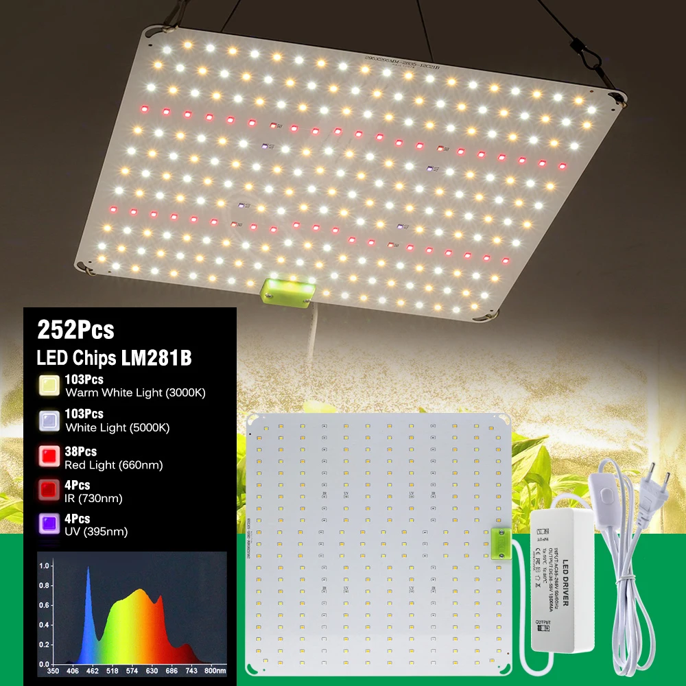 Luz LED de espectro completo para cultivo hidropónico, lámpara de alto PPFD, similar al sol, LM281B, Phyto Veg Flowers