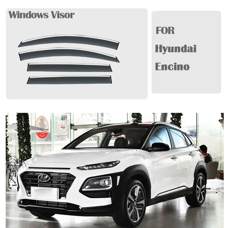 FOR Hyundai Encino 2018-2022 Window Visors Rain Guard Windows Rain Cover Deflector Awning Shield Vent Guard Shade Cover Trim