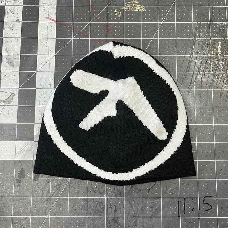 Aphex Twin Women Hat Knitting Beanies Caps For Men Y2k Streetwear Winter Fashion Pullover Kpop Vintage Goth Warm Hip Hop Unisex