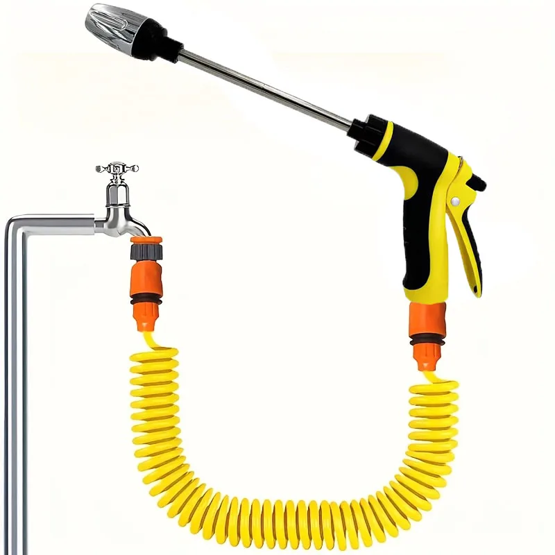 Garden Spring Coil Water Pipe, High-Pressure Cleaning Gun, Extension Rod, Spring Water Pipe, Household Cleaning Spray Kit
