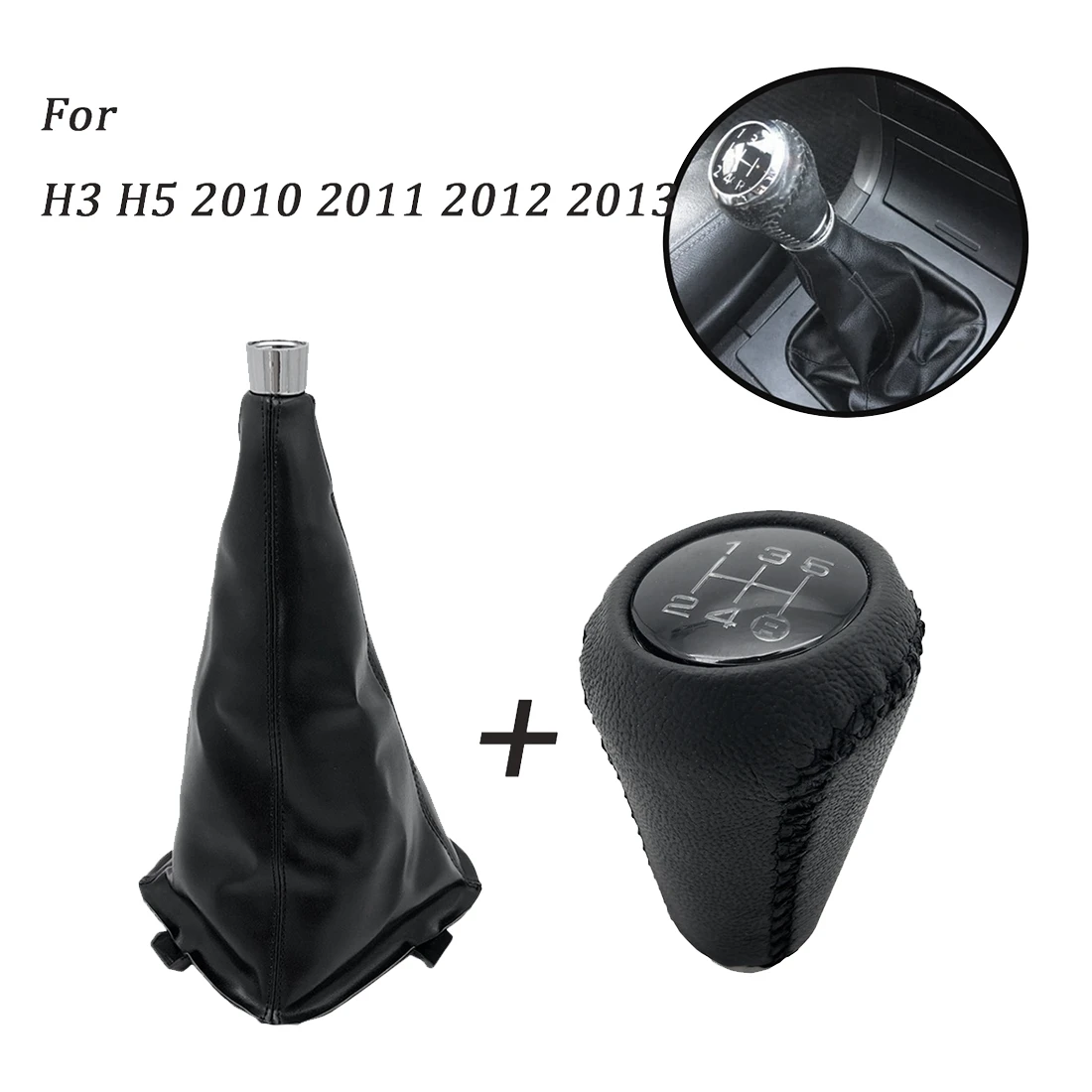 5 Speed Car PU Leather Gear Shift Knob Shift Gear Cover Boot for Hover H3 H5 2010 2011 2012