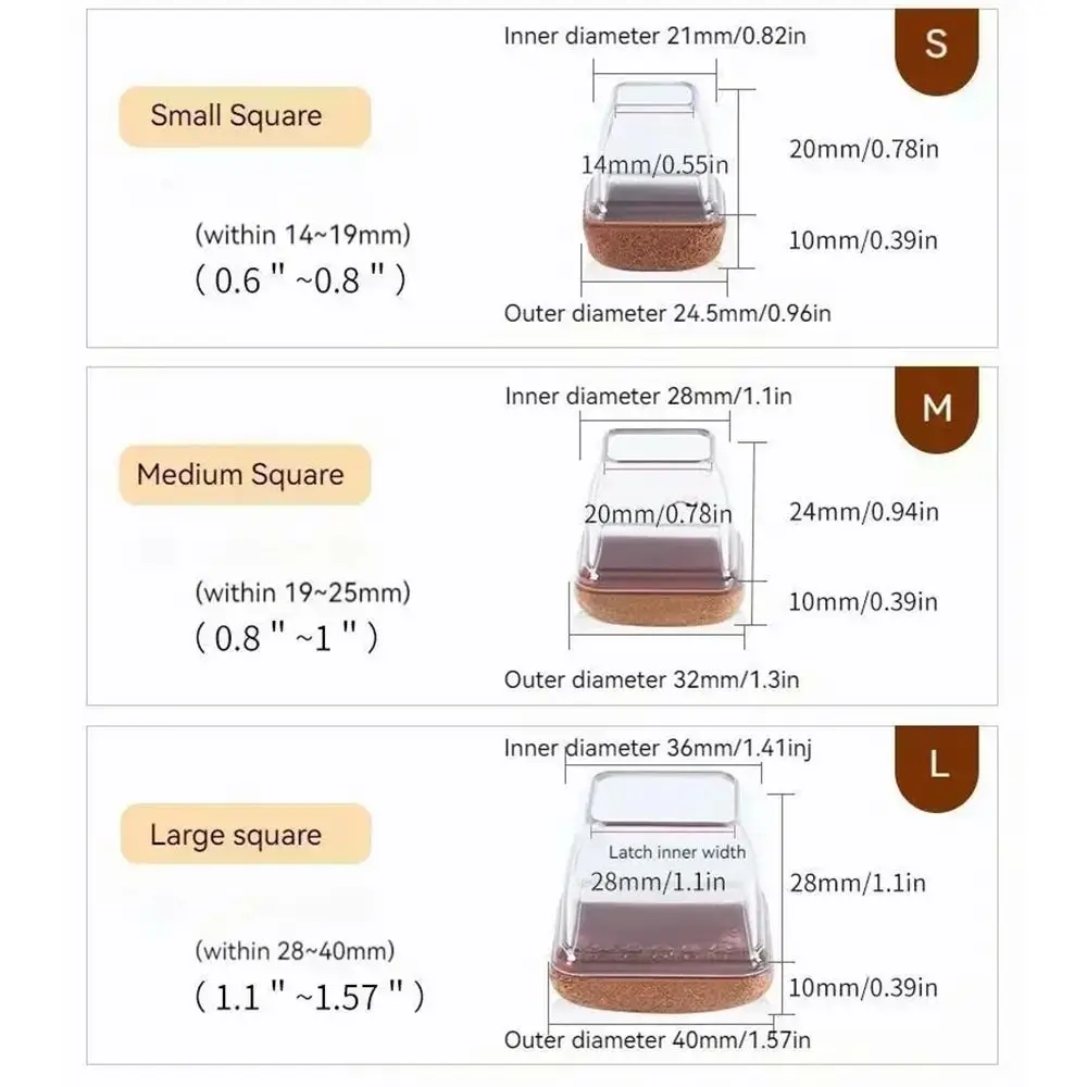 8PCS Wear Resistant Thickened Leg Pad Upgraded Felt Anti-Scratch Chair Leg Cover Silent Chair Pad Floor Protection