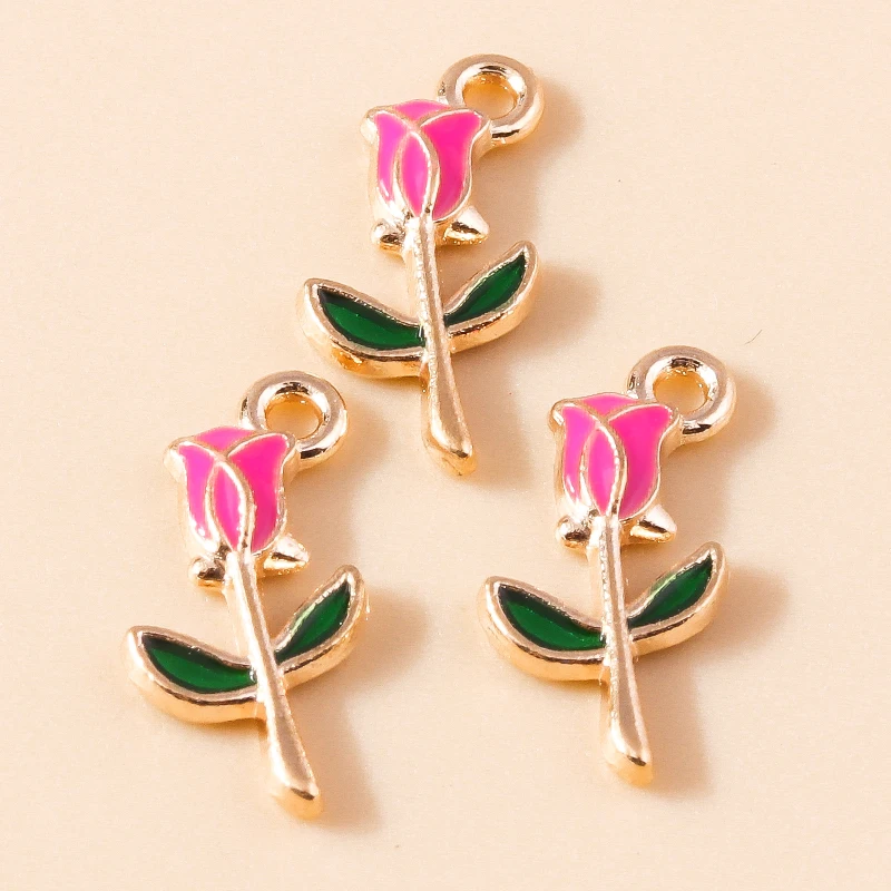 20 Stück niedliche Emaille-Rosenblüten-Anhänger für die Schmuckherstellung, geeignet für Ohrringe, Halsketten, Armbänder, DIY-Bastelarbeiten und Handwerksbedarf. – Detail 5