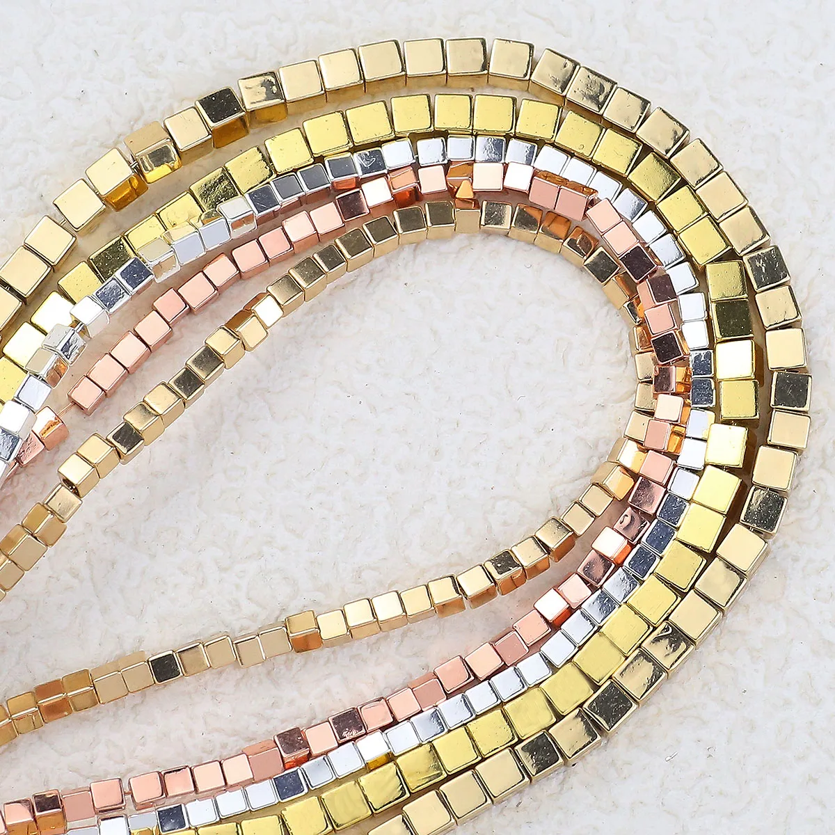 2/3mm Golden Silvery Square Hematite Natural Stone Charm Spacer Loose Beads For Handmade Jewelry Making DIY Bracelets Necklaces