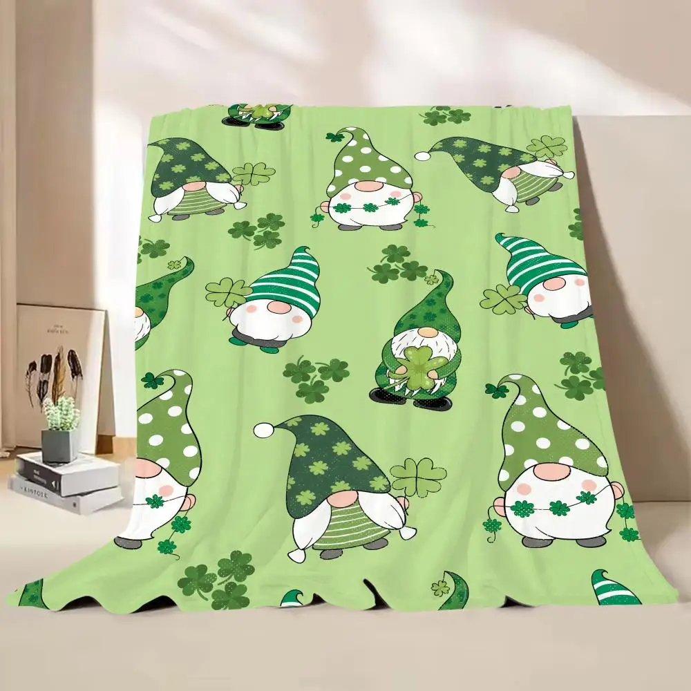 

Cute St.Patrick's Day Throw Flannel Nap Blanket Soft Warm for Home Sofa Bed Office Travel Cozy Lightweight Blanket
