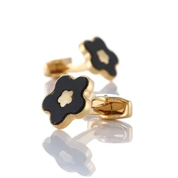 French Shirt Cufflinks High Quality Golden Two-color Lucky Clover Flower Business Banquet Wedding Men's and Women's Cuff Links