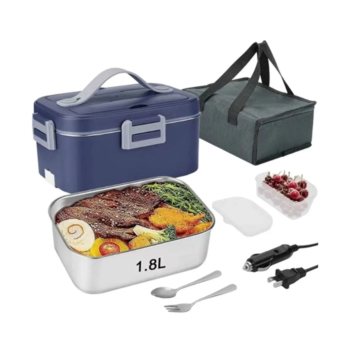 【OFERTA DO DIA】~@ Lancheira Elétrica 1.8L 75W com Aquecimento e Vedação Lateral à Prova de Vazamentos para Carro e Casa, Plugue