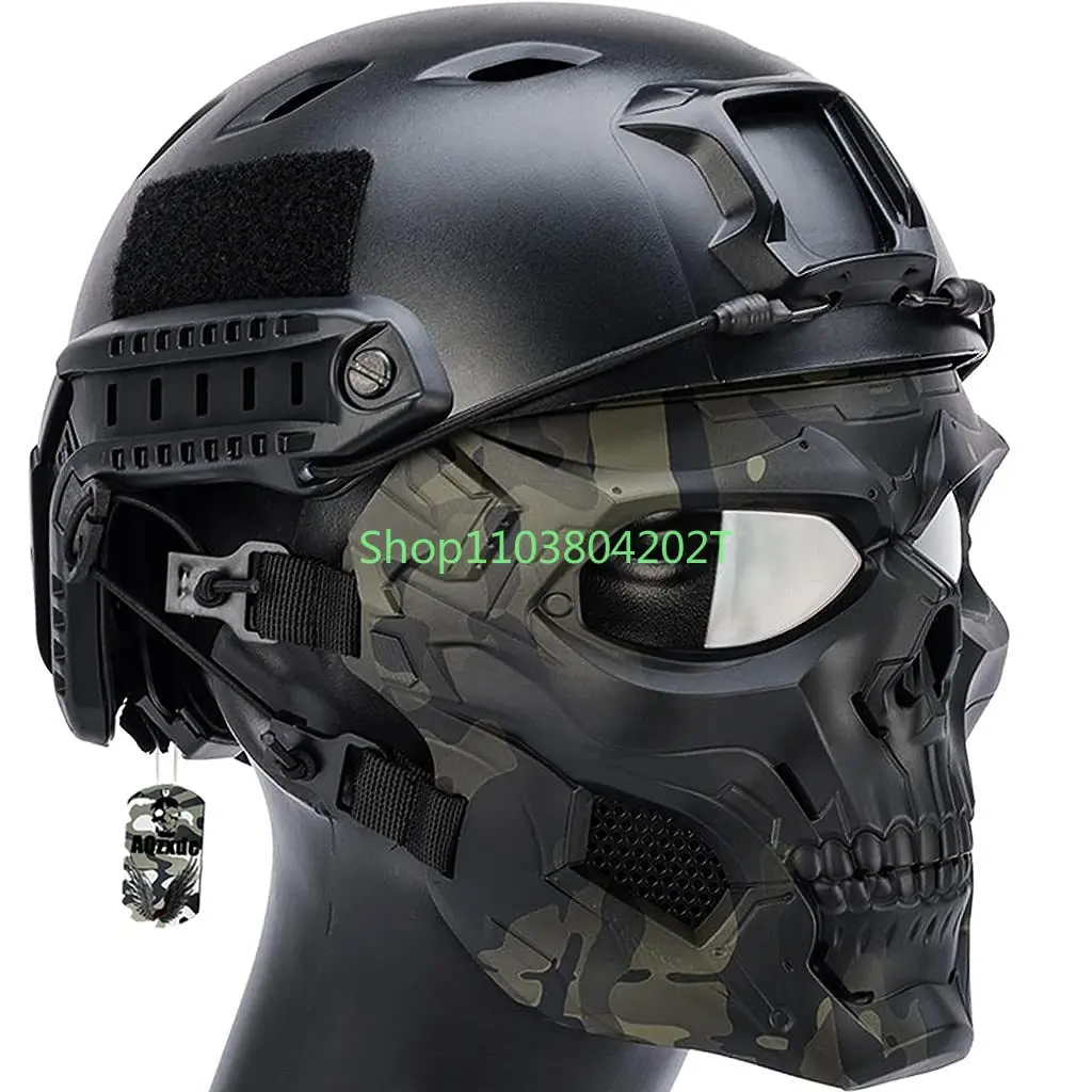 

Tactical Mask Protective Full Face Clear Goggle Skull mask Dual Mode Wearing Design Adjustable Strap