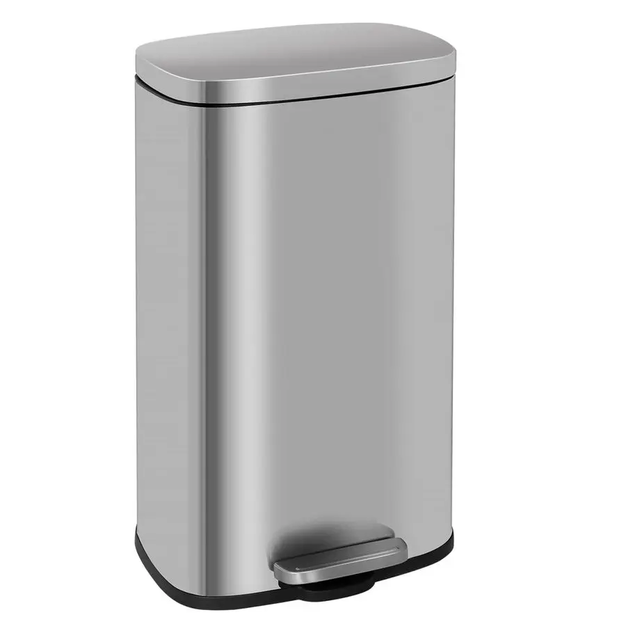 

8 Gallon Trash Can with Lid Stainless Steel Fingerprint Proof Made of Stainless Steel SoftClose Step Pedal HandsFree Use Easy to